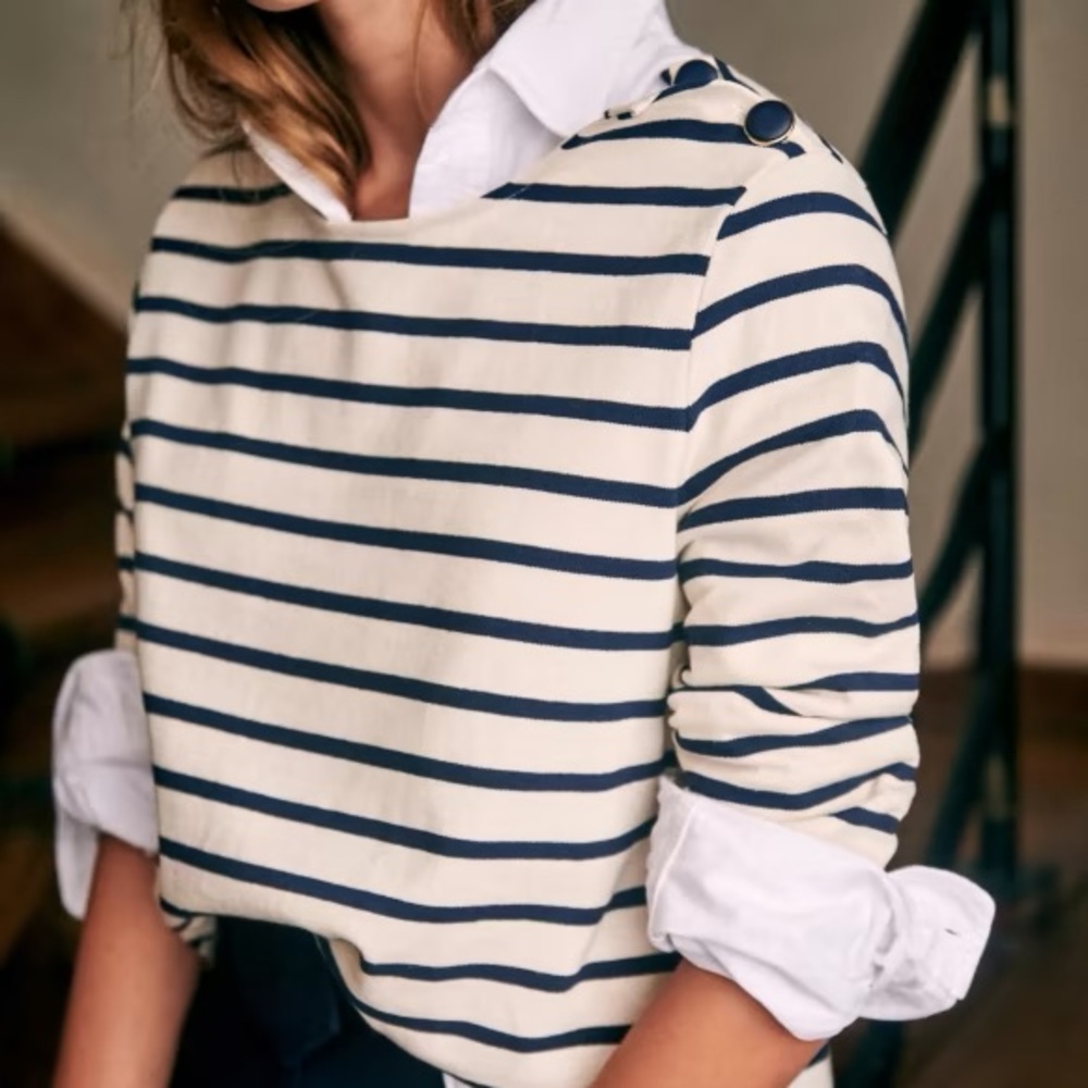 Sezane Colette Mariniere Ecru & Navy M